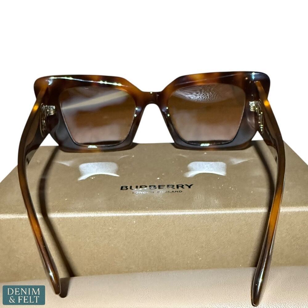 Burberry Daisy Light Havana Brown Tortoise‎ Polarized Logo Sunglasses 51mm Italy - Picture 10 of 15